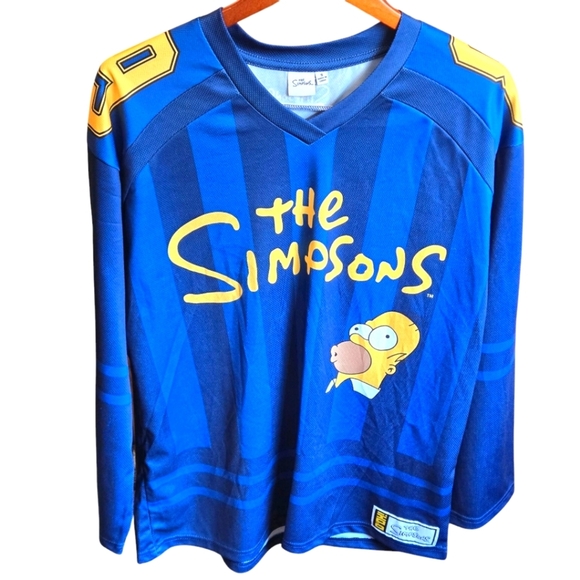 The Simpsons 20th Television Vibrant Blue Long Sleeve Jersey Shirt Men's size S - Picture 1 of 16